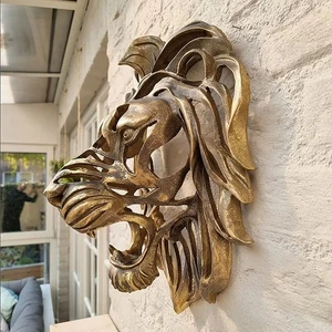 Lion Head Ornaments Wall Mounted Art Animal Statue Resin Corridor Bedroom Roo W5 - Picture 1 of 10