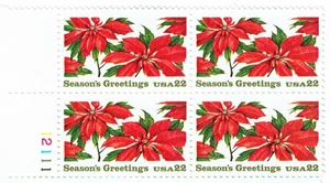 #2166 1985 22c Weihnachtsstern Pflanzen MNH OG ZIP 4er Block - Bild 1 von 1