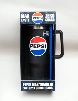 NEW - Pepsi Max - Steel Tumbler Cup 1200ml capacity with 2 x 330ml Cans- gift - Image 1 of 2