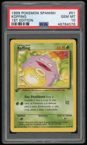 1999 POKEMON SPANISH BASE SET 1ST EDITION 51/102 KOFFING PSA 10 **LOW POP 12** - Picture 1 of 2