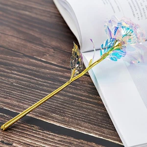 24k Gilded Rose Gold Leaf Artificial Rose Flower Mother's Day Valentine's FT LZ - Imagen 1 de 9
