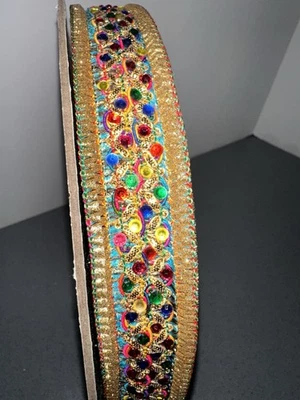 Vickerman Multi Color Jeweled Wired Ribbon 1” X 10yds - Image 1 of 4