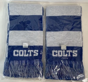Pair of Indianapolis Colts Scarves Official NFL One Size Blue and White Stripes - Picture 1 of 5