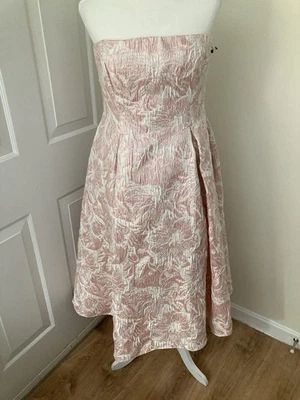 Adrianna Papell Size 14 Strapless Dress Pink Brocade Prom/bridesmaid - Image 1 of 4