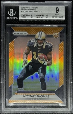Panini Prizm Michael Thomas Orange Prizm Rookie 2016/299 BGS 9 con 2 grados 9,5 Foto 1 de 2