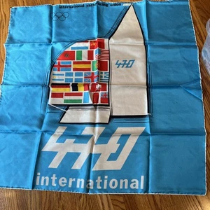 Vintage Scarf 29" International Yacht Racing Sailing 470 Silk - Picture 1 of 4