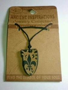 SPIRITUAL GROWTH FLEUR DE LIS SYMBOL ANCIENT INSPIRATIONS ADJ WOOD TRIB NECKLACE - Picture 1 of 1