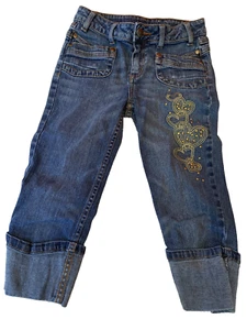 Canyon River Blues BLUE Denim Jeans BLING HEARTS CAPRIS big girls SZ 12_3443 - Picture 1 of 5