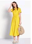 Hush Broderie Midi Shirt Dress Sushine Yellow Size 16 Pockets