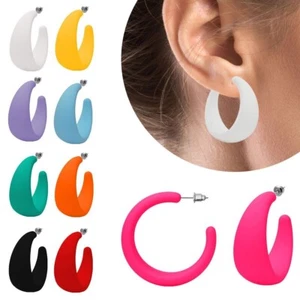 Beautiful Plastic Hoop Earrings IN 9 Trendy Colours Acrylic Studs Earrings Hoops - Picture 1 of 10