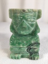 Onyx Statue Green Marble 5” Tall 3" Wide Aztec Inca Mayan Repro Art 1 lb 13 oz