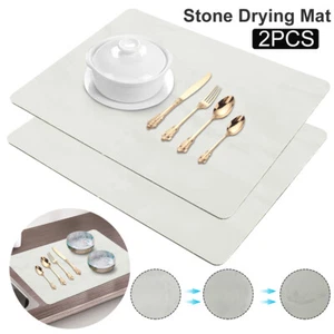 2Pcs Counter Drying Mat Diatomaceous Earth Tableware Mat Marbling Dish¤ - Picture 1 of 12