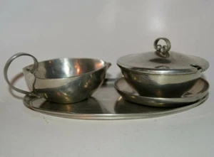 PEWTER American Hand Wrought by Lewis Whitney Rockport Mass. Creamer Sugar - Picture 1 of 7