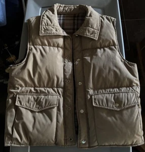 Field & Stream Down Puffer Vest Men’s Large Reversible Tan Plaid Vintage Retro - Bild 1 von 6