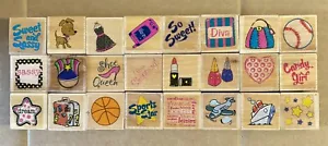 Vintage Wooden Mounted Rubber Stamp Lot 1980/90s - Picture 1 of 2