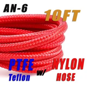 5/16" Red Nylon -6AN AN6 6-AN PTFE E85 Ethanol Fuel LINE HOSE 10FT - Picture 1 of 6