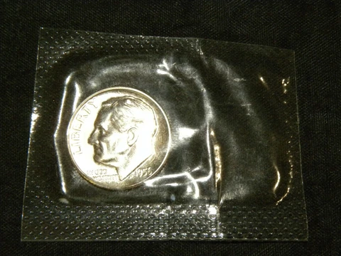 1956 Roosevelt Dime 90% Silver Gem Proof  In Original Proof Set Cellophane Cover