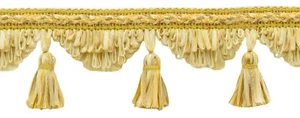 Ribbon Tassel Fringe Trim, Color# 510 - Yellow Beige Gold [Sold By The Yard] - Picture 1 of 1