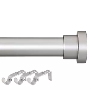 72-144 Inch Curtain Rod 1 Inch Heavy Duty Adjustable Rod Silver Finials - Picture 1 of 6