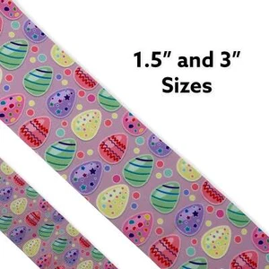 1.5" Wide (3 yards) Lavender Easter Eggs Printed Grosgrain Hair Bow Ribbon - Picture 1 of 1