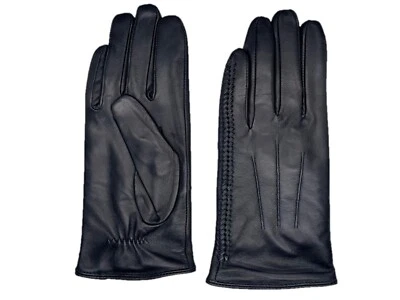 Mujer PIEL DE OVEJA Cuero Trenzado Guantes de Invierno con Forro de Cachemira (#102) Foto 1 de 3