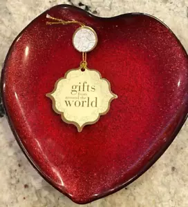 Red Heart Valentine Day Shape Lunch Plate Dish Glitter Platter Large 8 " New - Picture 1 of 11