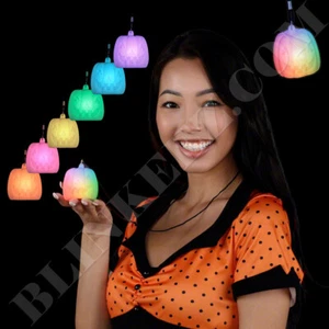 HALLOWEEN Pumpkin Color Changing LED Flashing Necklace Light Up Fun (Pack of 3) - Picture 1 of 9