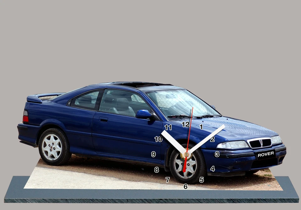 AUTO-HORLOGE HORLOGE MINIATURE, ROVER-220 COUPÉ BLEU-02