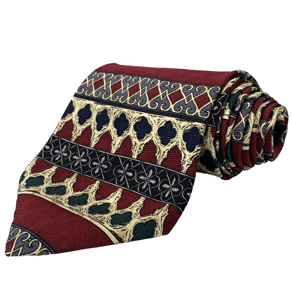 Gravata masculina de seda MEETING STREET tamanho 4 x 58 azul borgonha gravata jacquard igreja - Imagem 1 de 4