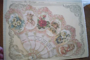 Vtg Turn of The Century Paper Fan Victorian Birthday Greeting 1978 - Picture 1 of 7