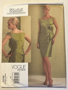 Damen tailliertes Kleid seitliche Raffung mit Schleife Schnittmuster ungeschnitten Vogue 12-18 - Bild 1 von 2