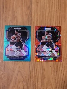 2021-22 Panini Prizm RED Cracked Ice & GREEN Prizm Naji Marshall two Cards RARE - Picture 1 of 6