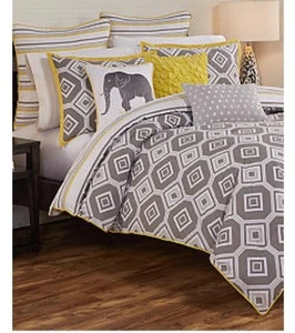 New Directions Logan 3 Pc Twin Twin XL Comforter Set Gray White New Reversible - Picture 1 of 8