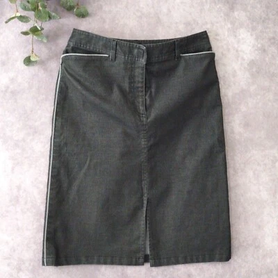 Falda Kenneth Cole Reaction 2 Gris Rayas Laterales Bolsillos Frontales Abertura Cremallera Mosca Damas Foto 1 de 4