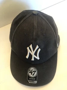 New York Yankees 47 Brand MVP Adjustable Strap Black Hat Cap OSFA Acrylic & Wool - Picture 1 of 10