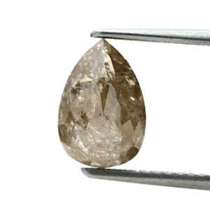 2+Carat 9.5MM NATURAL DIAMOND PEAR CUT BROWNISH SILVER COLOR diamond I1 CLARITY - Picture 1 of 15