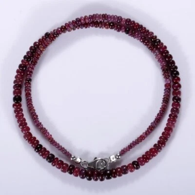 A++ Beautiful Ruby Smooth Rondelle Gemstone Beaded 18'' Choker Women Necklaces - Image 1 of 4