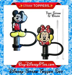 Mickey and Minnie Straw Topper Set. - Picture 1 of 5