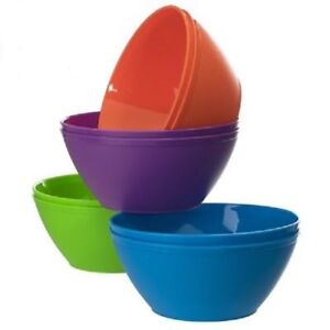 8 X Plastic Soup Bowls&LID Cereal Fruit Bowl Unbreakable Microwavable RED&GREEN