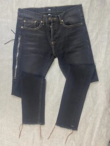 Mr. Komplett Distressed Black Denim Zip Side Pocket Jeans Yellow Stitch 32 - Bild 1 von 3