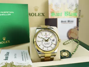 ROLEX 18kt Gold & SS Sky Dweller White Index BOX CARD 326933 - Sant Blanc - Picture 1 of 7