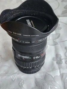 Canon EF 17-40mm F4 L USM Wide Angle Lens EOS DSLR Front & Rear Lens Caps & Hood - Picture 1 of 2