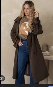 Chocolate Brown Trench Size Small BNWT - Picture 1 of 7