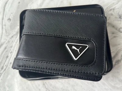 Cartera Puma Hombre Doble Pliegue Negro Logo Imitación Cuero Nueva Foto 1 de 4