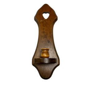 Vintage Handmade Wooden Wall Sconce Candle Holder Rustic Country Farmhouse Decor - Picture 1 of 7