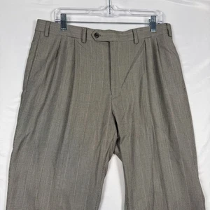 Lauren Ralph Lauren 36x32 Men Plaid Pleated Dress Pants Tan Brown - Picture 1 of 13