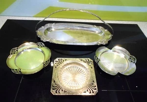 Lot of 4 Vintage Silver Plated EPNS Serving Dishes - Butter & Sandwich Server - Picture 1 of 10