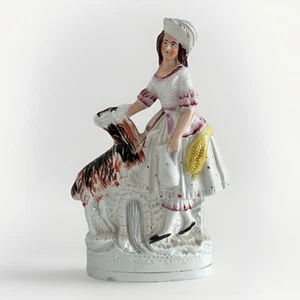 Beautiful Antique Victorian English Blush Staffordshire Flatback 1800s Figurine - Picture 1 of 4