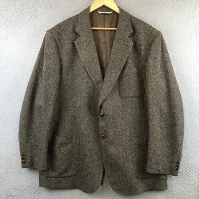 Chaqueta Blazer Vintage Stafford Hombres Tweed Marrón Espiga Calce Clásico Talla L 46 Foto 1 de 4