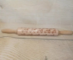 New! Fall Truck with Pumpkins Rolling Pin Wood Embossed Etched Baking Cookies - Picture 1 of 5
